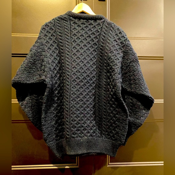 NWT Women's Teal Traditional Aran Wool Sweater Quill’s Woolen Market. Size L. - Picture 2 of 6